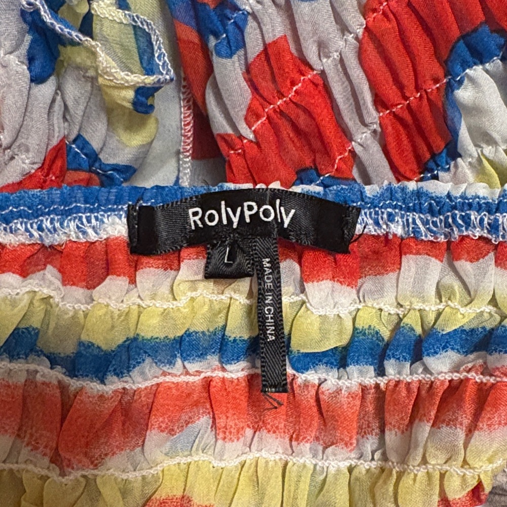 Roly Poly Colorful Ruffled Strapless Top L - Picture 7 of 7